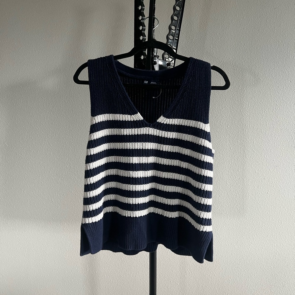 GAP Navy and White Striped Vest Top
